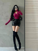 Pure Desire Ruffle Hip Leather Skirt Sensual Chic Statement