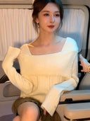 Soft Glutinous Off-Shoulder Sweater Stylish Elegance Wear