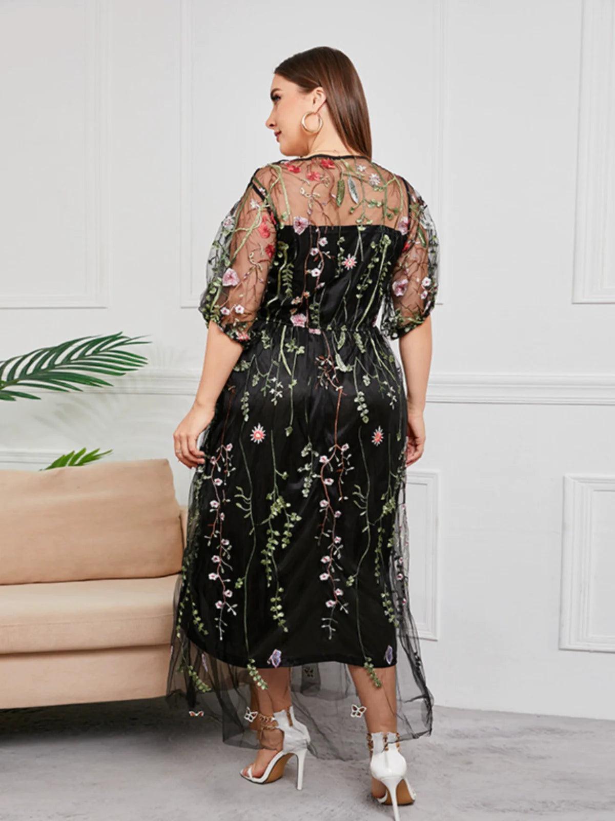 Embroidered Party Dress | Mesh Party Dress | ourlum.com