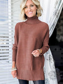 Fashion Sunken Stripe Turtleneck Sweater Female 2024 Summer