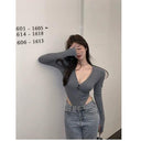 Spring V-neck Long Sleeve T-shirt Chic Korean Fashionista Pick