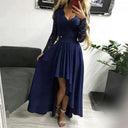 Dillamon European and American Women's Clothing Solid Color Lace Pullover Fishtail Gown Amazon Hot Wrap Chest V-neck Dress for Women  ourlum.com Dark Blue M large size 1 (55.00 kg-62.50 kg 