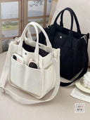 Canvas Tote Bag Chic Multi-Pocket Carryall with Strap