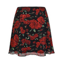 Vintage Rose Print A-line Skirt Retro Floral Elegance