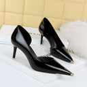 Cut Out High Heels Trendy Patent Leather Shoes for Women