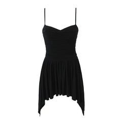 Korean Ballet Style Suspender Dress: Chic Asymmetrical Statement Piece