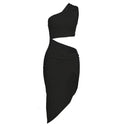 KLIOU Diagonal Collar Hollow Dress Street-style Chic Fashion