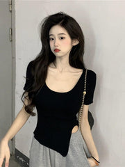 2023 Korean Fashion Clavicle Top: Trendy Summer Shirt