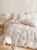 Young Adult Heart Little Flower Cotton Bed Sheets Student Four-Piece Set