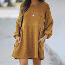 2024 Mid-Length Autumn and Winter Dress Sweater Women's Fashion Loose Round Neck Pullover Skirt