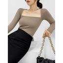 Paperman Retro Square Collar Knit Shirt Elegant Off-Shoulder