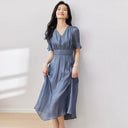 Vintage Retro V-neck A-line Dress for Stylish Women Summer