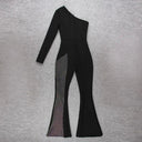 Sultry Sheer One-Shoulder Jumpsuit Elegant Versatile Style