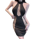 Mesh Hot Drilling Halterneck Dress Elegant Summer Glam