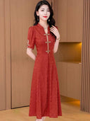 Noble Lady Flab Hiding Chinese Dress Stylish Summer Elegance