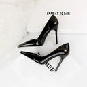 Cut Out High Heels Trendy Patent Leather Shoes for Women