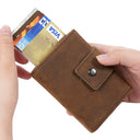 Retro Crazy Horse Leather Automatic Card Holder Wallet for Men