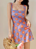 MH Polka Dot Square-Neck Dress Chic Holiday Style Perfect