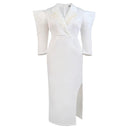 Plus Size Beaded Suit Collar Dress Elegant Fashion Party