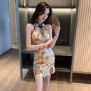 Young Adult Open Back Night Club Dress: Stylish Cheongsam Revamp