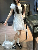 Tea Break Ruffle Dress Korean Chic Style Irregular Hem Fashion