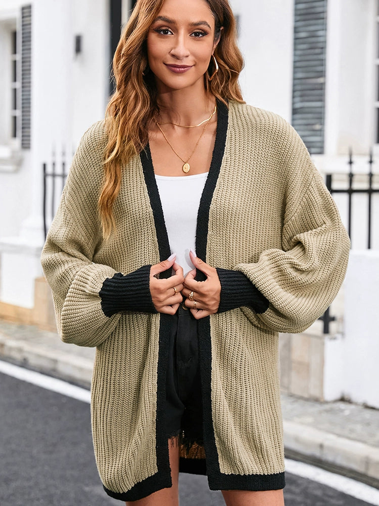 Fashion Drop-Shoulder Long-Sleeve Loose Cardigan Sweater Female 2024 Fall and Winter New All-Match Trendy Women's Knitted Sweater Outwear