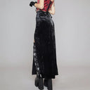 Gothic Punk Slim Fit Velvet Dress: Dark Charm for Women