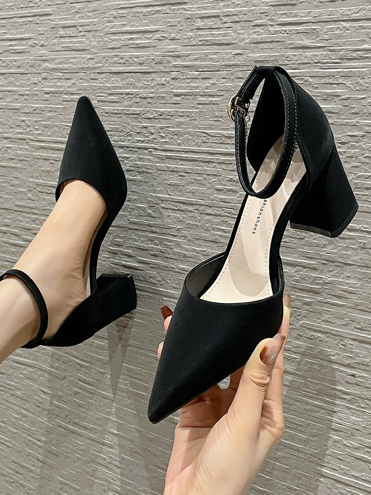 Chunky Heel Black Women's Shoes: French Winter Style 2022