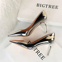 Bright Leather High Heels European Style Shoes Elegant Glamorous