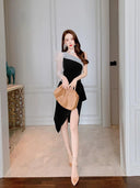 Niche Design Sheath Dress Elegant Retro Style for Women