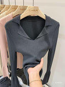 Japanese Style Cotton Long Sleeve Slim Fit Sweater Fall Sophistication