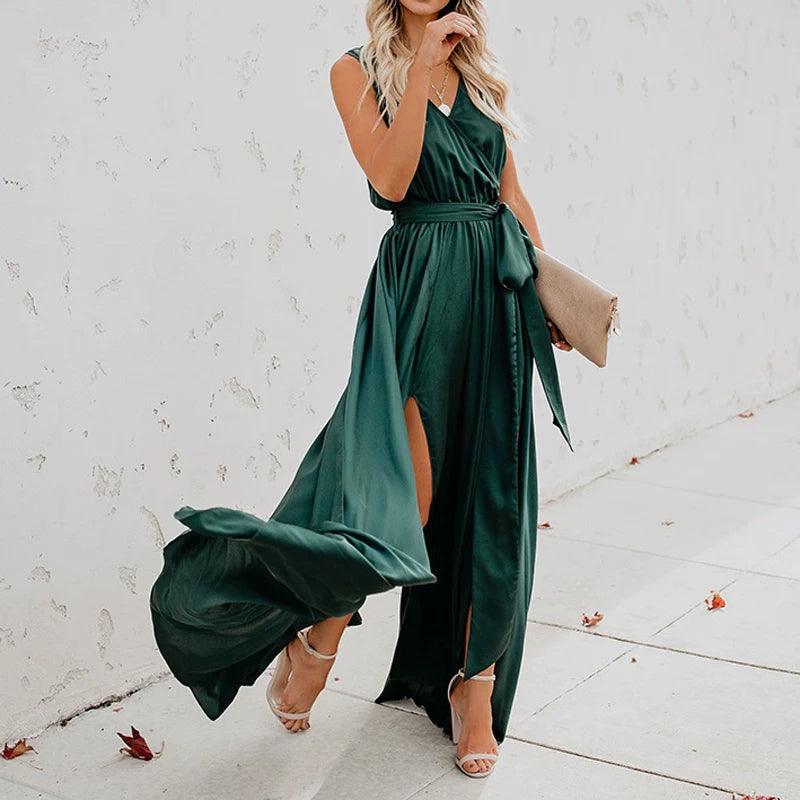 Elegant V-Neck Sundress: Chic Party Club Style