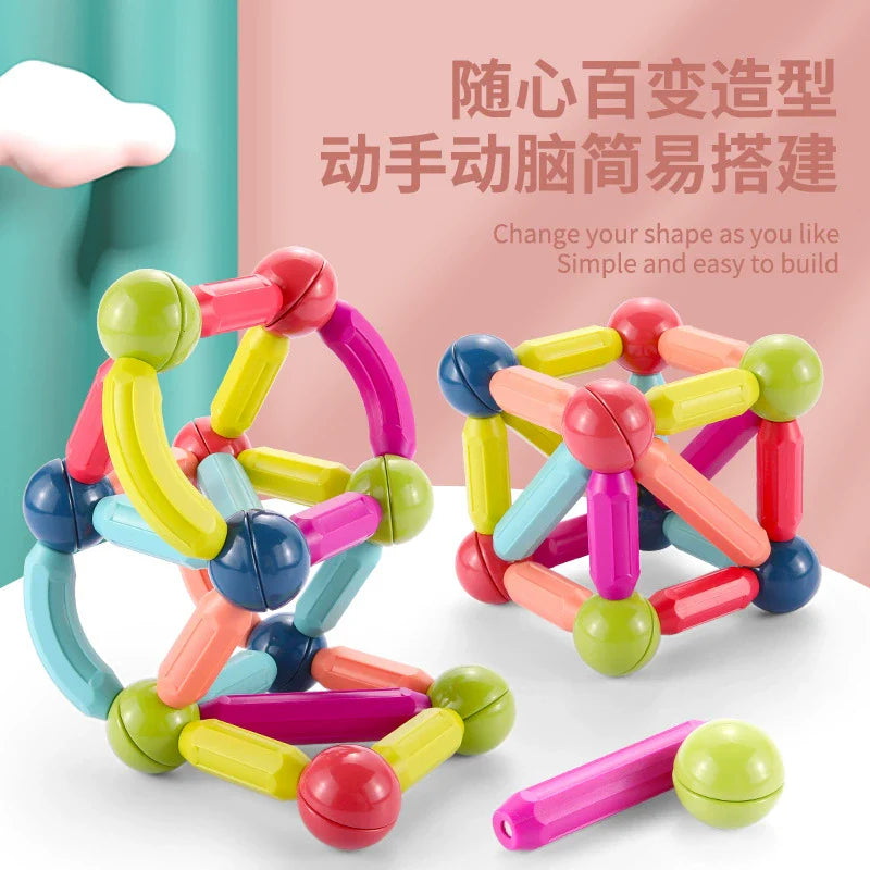 Variety Magnetic Rods Children's Educational Toys Large Particles Baby Baby Children's Teaching Aids Boys and Girls Magnetic Assemble Building Blocks