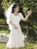 French Elegance Wedding Dress Stylish Engagement Attire