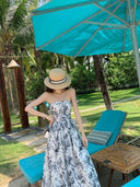 Seaside Floral Strapless Dress for Elegant Resort Fashion