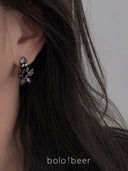 Cold Style Bolo Dark Black Zircon Women Bow Earrings