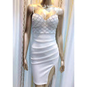 Elegant Crystal Beaded Mini Dress Stylish Evening Wear