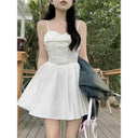 French White Sling Dress Spring Petal Elegance Chic Style