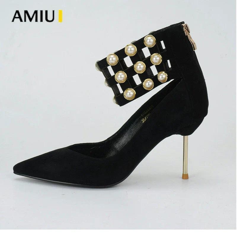 Amiu Stiletto Heels: European Chic with Ankle Ring Bandage - Spring 2022 Trend