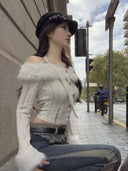 Chic Off-the-Shoulder Korean Style Sweater Trendy Pullover