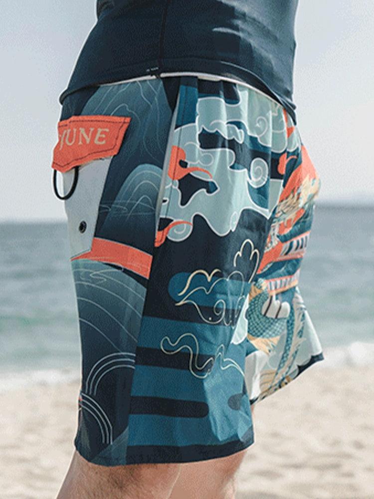 Nu-June Men's Beach Pants Casual Quick-Dry Surfing Diving Shorts Sports Running Swimming Hot Spring Training Pant