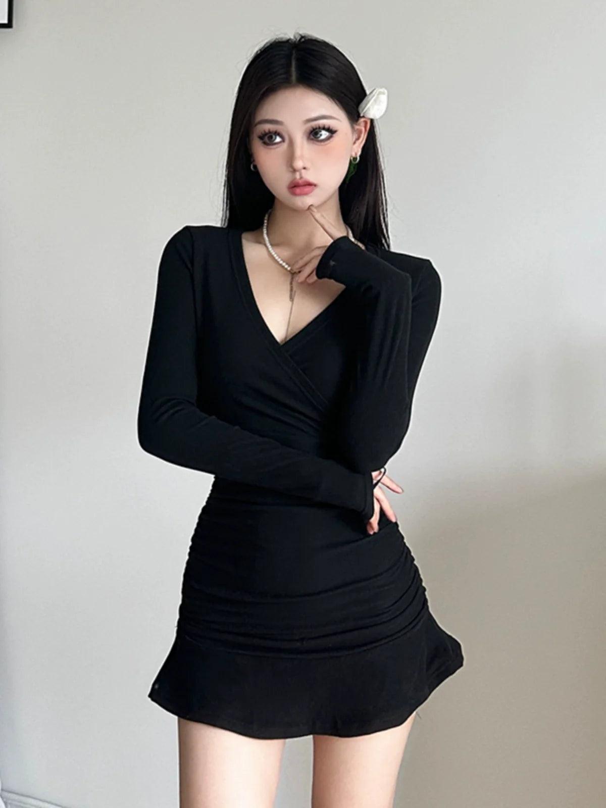 Gagaopt V-Neck Dress: Sophisticated Autumn Fashion Choice