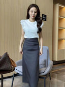 Elegant High Waist Split Skirt Versatile Slimming Essential