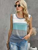 Women's Sleeveless Fashion Color Matching Casual Round Neck Vest