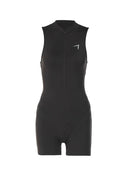 Zipper Collar Athletic Bodysuit: Sleek Summer Yoga & Sports Style.