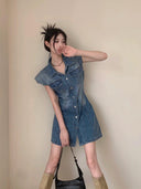 Retro Denim Dress: Korean Style Upgrade for Fashionistas