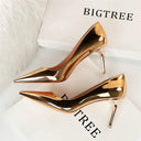 Bright Leather High Heels European Style Shoes Elegant Glamorous