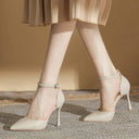 Nude Leather High Heel Strap Shoes Roman Style Chic Appeal