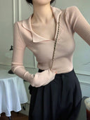 Japanese Style Cotton Long Sleeve Slim Fit Sweater Fall Sophistication