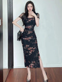 Bronzing Floral Mesh Dress: Elegance Redefined, Stylish Unique